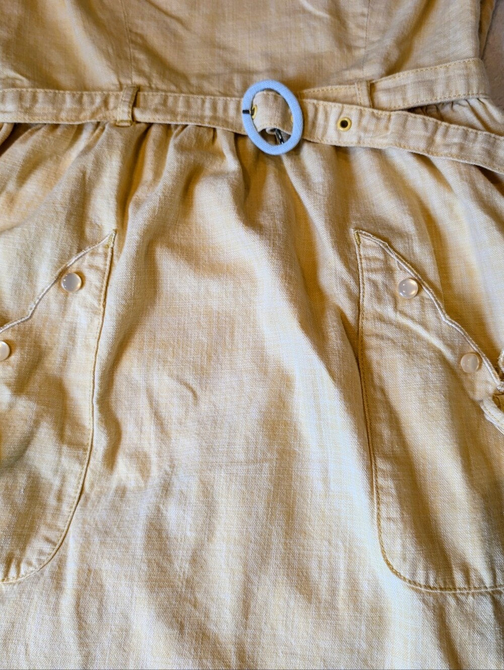 Vintage Soundgirl Butter Yellow Scalloped Novelty Print Midi Dress - Size Medium - Picture 4 of 6